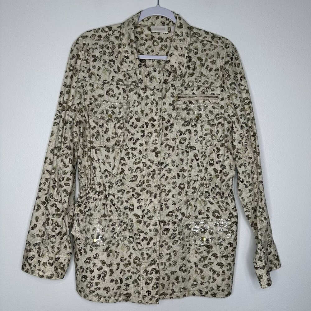 Chicos Utility Jacket Absolutely Animal Large